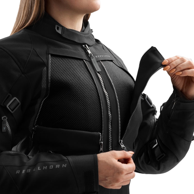 Chaqueta de moto para mujer Rebelhorn Hardy 3.0 negra