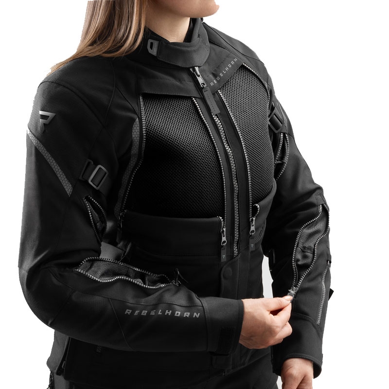 Chaqueta de moto para mujer Rebelhorn Hardy 3.0 negra