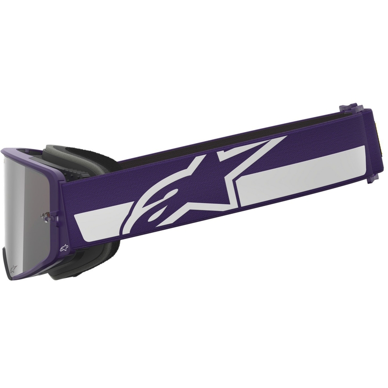 Gafas de motocross Alpinestars Supertech Vision Hunta96 XXV en color morado-blanco con plexiglás plateado espejo