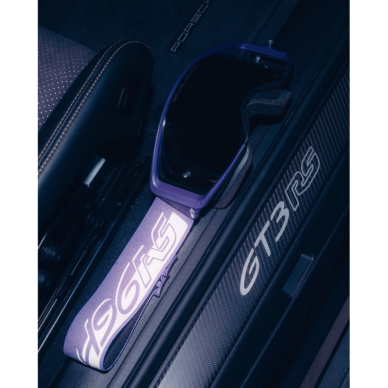 Gafas de motocross Alpinestars Supertech Vision Hunta96 XXV en color morado-blanco con plexiglás plateado espejo