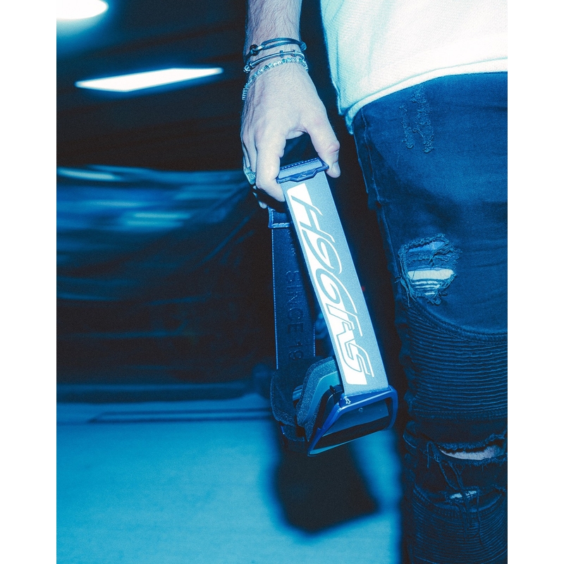 Gafas de motocross Alpinestars Supertech Vision Hunta96 XXV en color morado-blanco con plexiglás plateado espejo