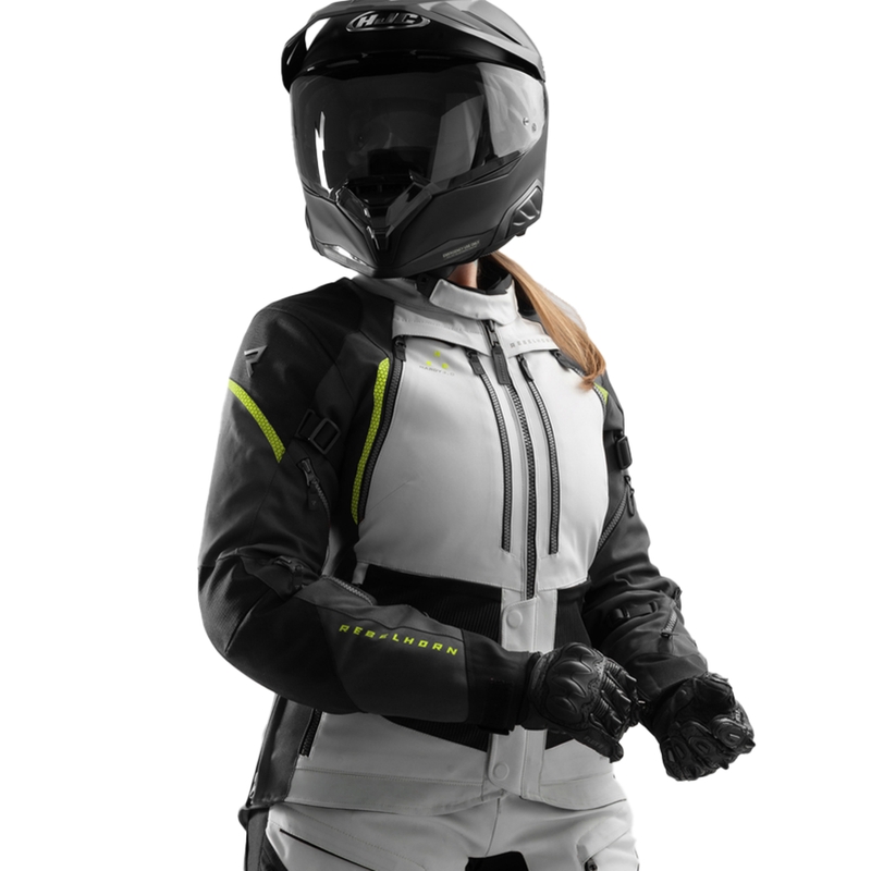 Chaqueta de moto para mujer Rebelhorn Hardy 3.0 negro-gris-amarillo fluorescente