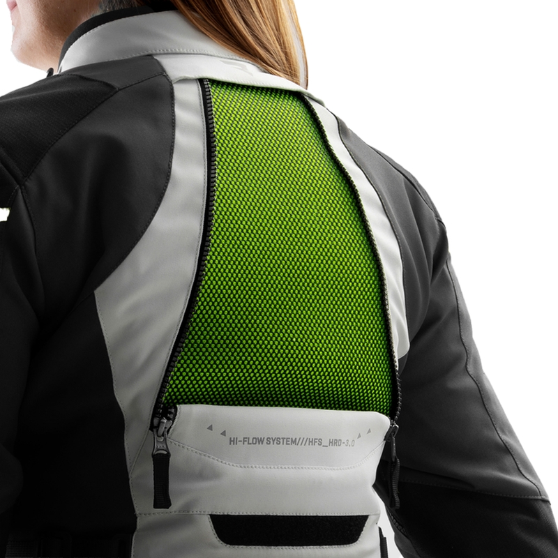 Chaqueta de moto para mujer Rebelhorn Hardy 3.0 negro-gris-amarillo fluorescente