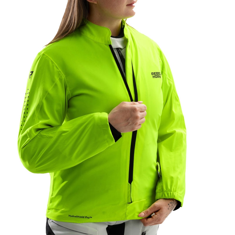 Chaqueta de moto para mujer Rebelhorn Hardy 3.0 negro-gris-amarillo fluorescente
