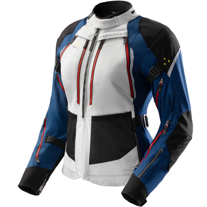 Chaqueta de moto mujer Rebelhorn Hardy 3.0 azul-gris-rojo