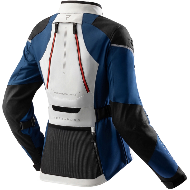 Chaqueta de moto mujer Rebelhorn Hardy 3.0 azul-gris-rojo