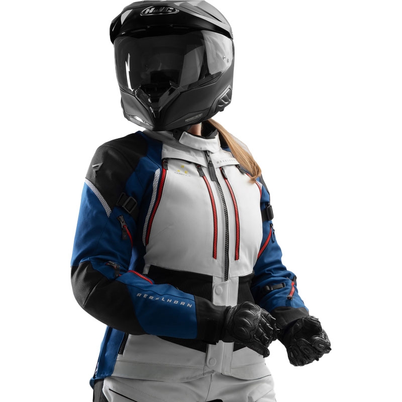 Chaqueta de moto mujer Rebelhorn Hardy 3.0 azul-gris-rojo