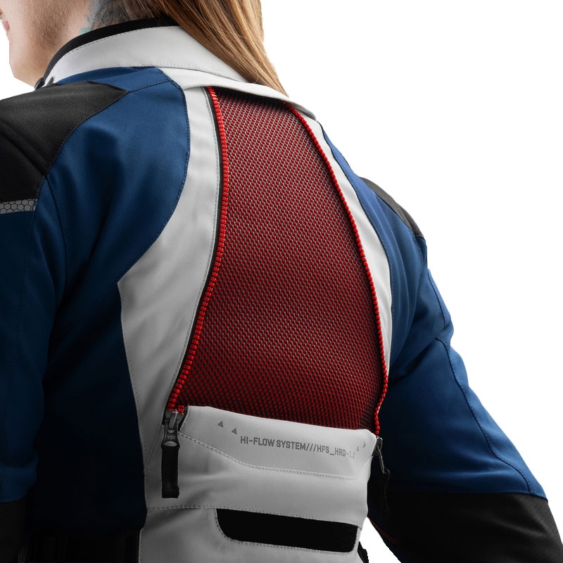 Chaqueta de moto mujer Rebelhorn Hardy 3.0 azul-gris-rojo