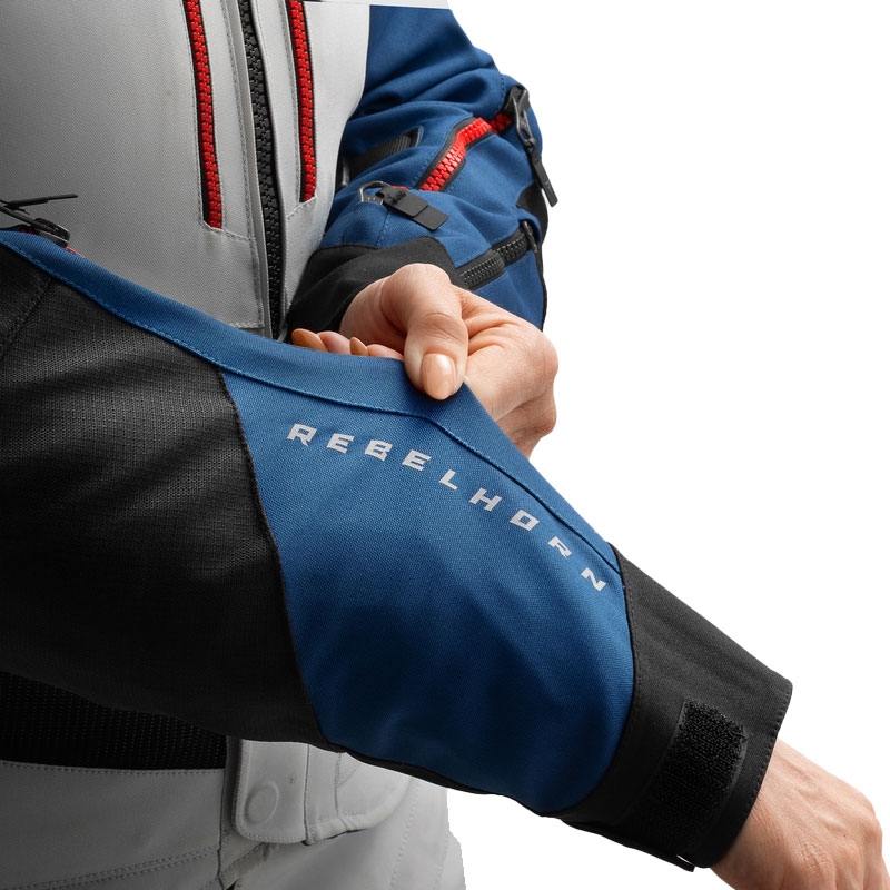Chaqueta de moto mujer Rebelhorn Hardy 3.0 azul-gris-rojo