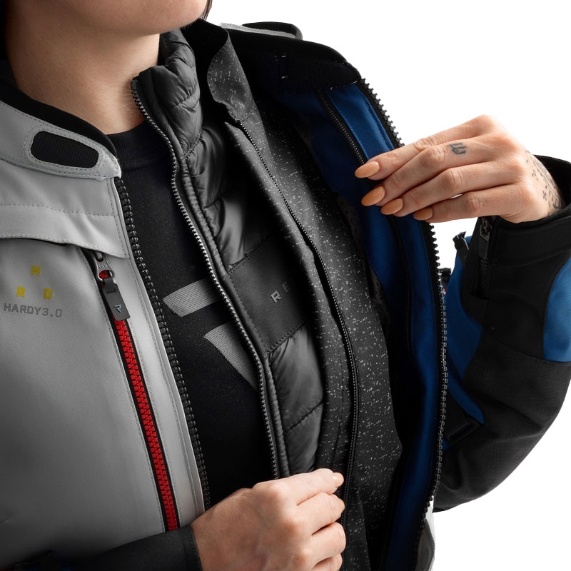 Chaqueta de moto mujer Rebelhorn Hardy 3.0 azul-gris-rojo