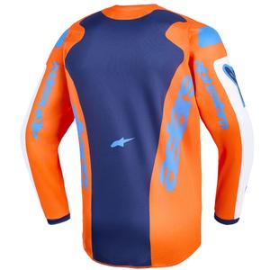 Camiseta de motocross infantil Alpinestars Fluid Grid naranja-azul-blanco