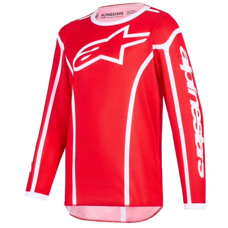 Camiseta de motocross infantil Alpinestars Fluid Apex rojo-blanco