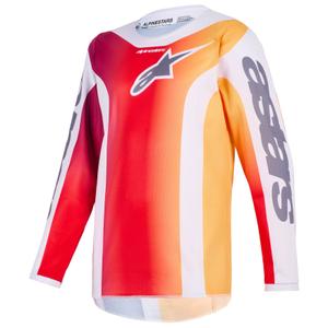 Camiseta de motocross infantil Alpinestars Fluid Portl en rojo-naranja-gris claro