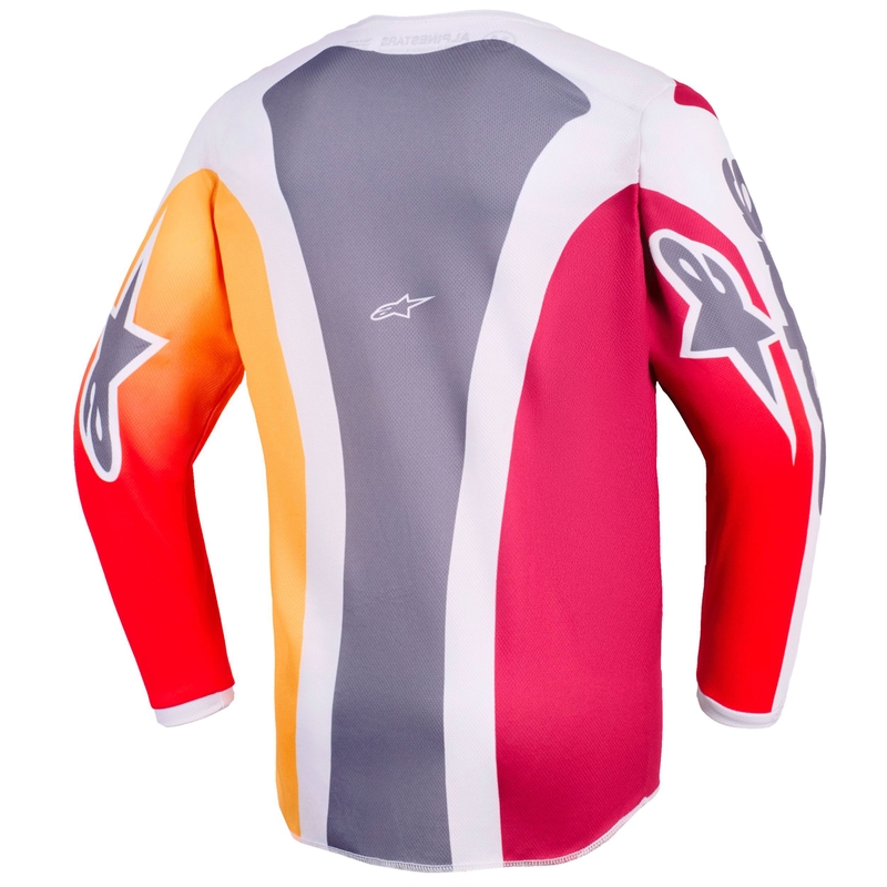 Camiseta de motocross infantil Alpinestars Fluid Portl en rojo-naranja-gris claro