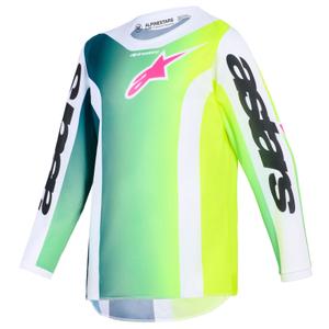 Camiseta de motocross infantil Alpinestars Fluid Portl verde-blanco-negro