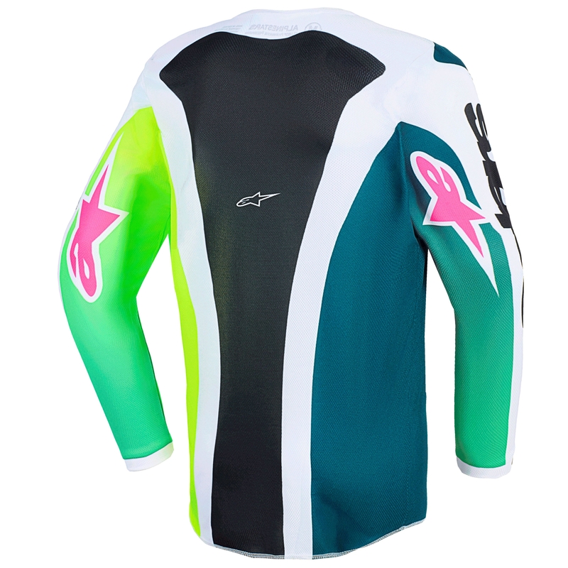 Camiseta de motocross infantil Alpinestars Fluid Portl verde-blanco-negro