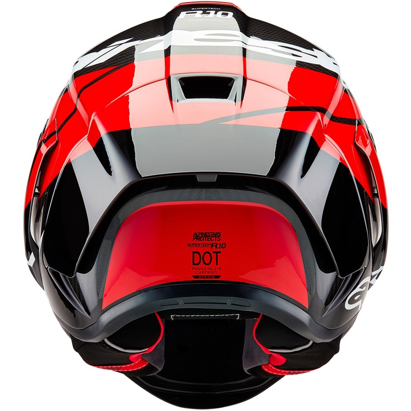Casco integral de moto Alpinestars Supertech R-10 Element de carbono flúor, rojo y blanco.