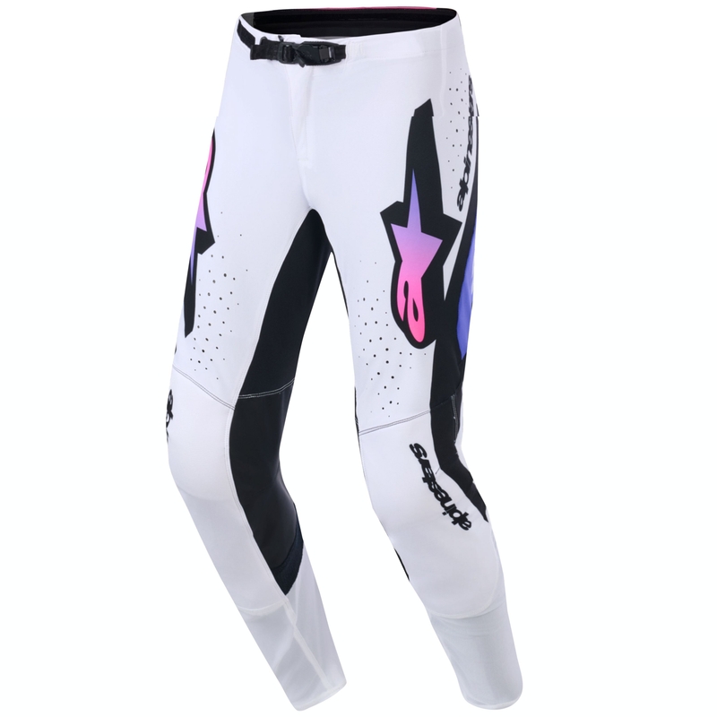 Pantalones de motocross Alpinestars Supertech Pro Vista en blanco, morado y negro