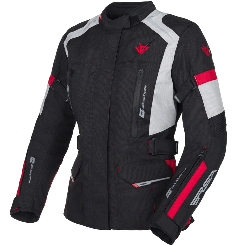 Chaqueta de moto para mujer RSA EXO 2 negro-gris-rojo