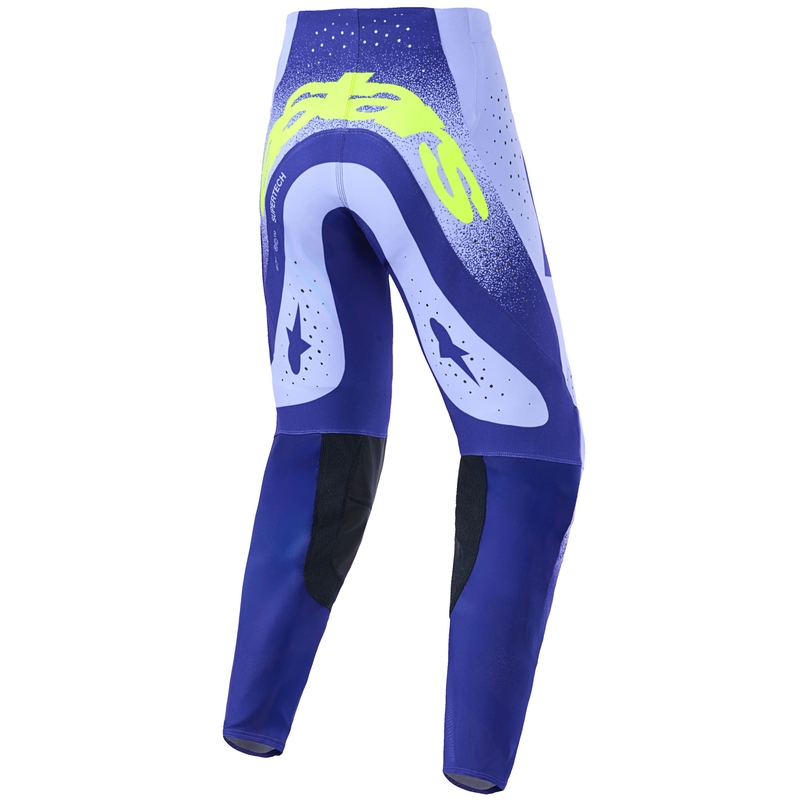 Pantalones de motocross Alpinestars Supertech Scenz morado-amarillo fluorescente