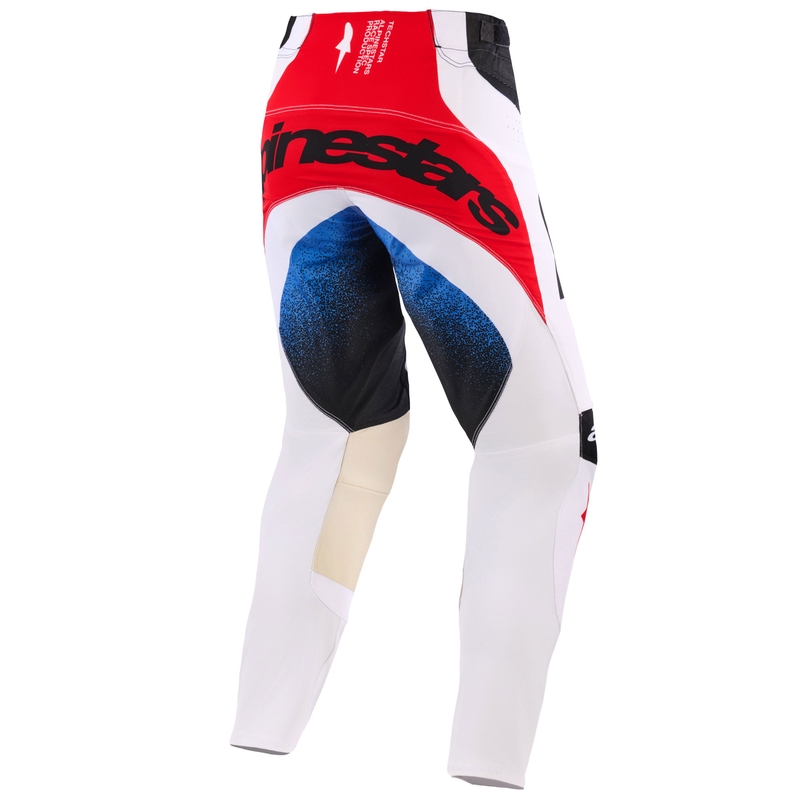 Pantalones de motocross Alpinestars Techstar Knif en negro, blanco, azul y rojo