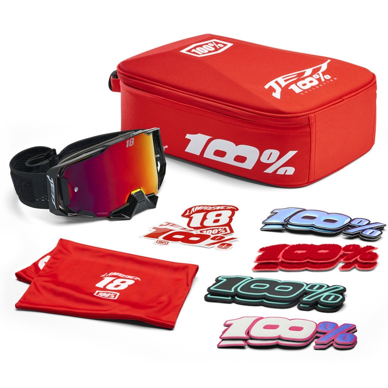 Gafas de motocross 100% Armega Hiper Jett Special con plexiglás rojo