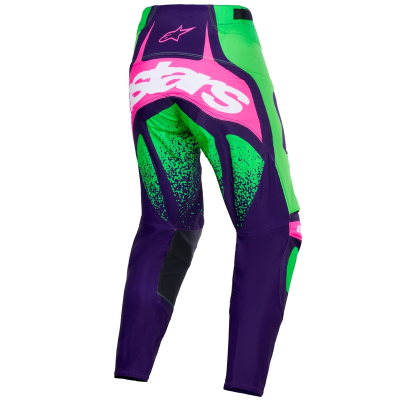 Pantalones de motocross Alpinestars Techstar Nomur morado oscuro, verde y rosa fluorescente