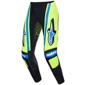 Pantalones de motocross Alpinestars Techstar Nomur azul oscuro-amarillo fluorescente-azul