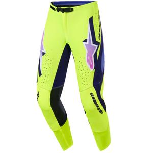 Pantalones de motocross Alpinestars Supertech Vista en amarillo fluorescente, morado y negro