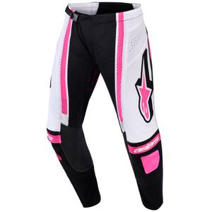 Pantalones de motocross Alpinestars Stella Techstar Nomur para mujer en negro, blanco y rosa