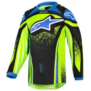 Camiseta de motocross infantil Alpinestars Racer Nomur azul oscuro-amarillo fluorescente-negro
