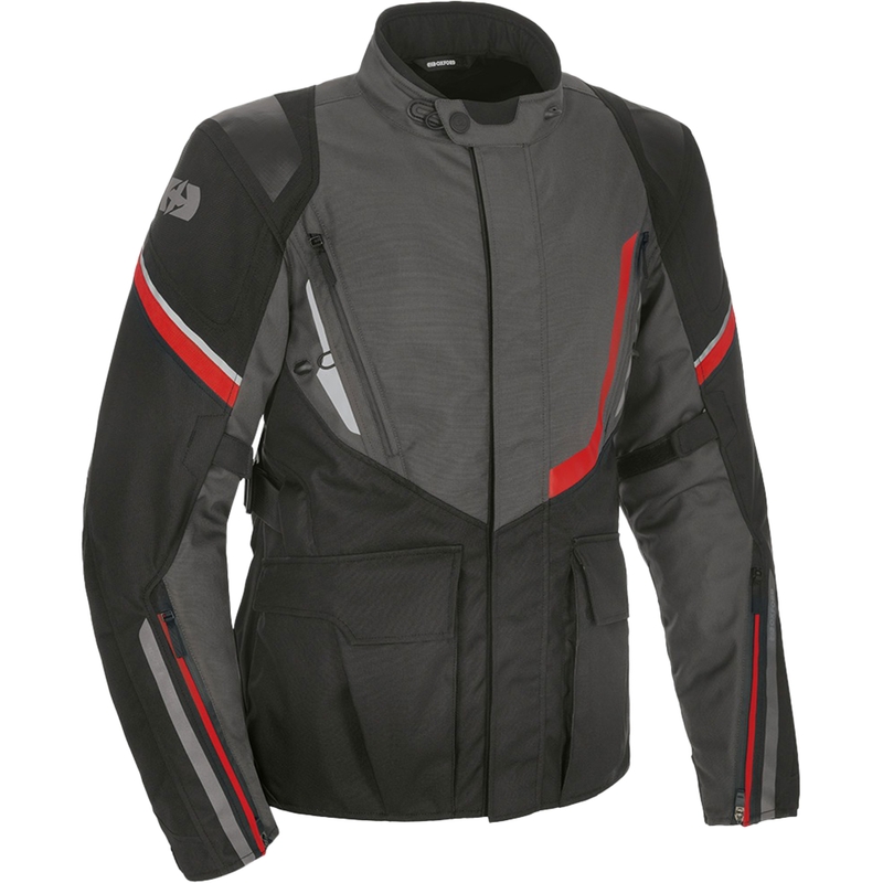 Chaqueta de moto Oxford Montreal 4.0 Dry2Dry™ negra, gris y roja