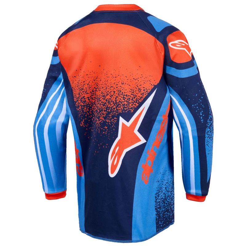 Camiseta de motocross Alpinestars Racer Nomur para niños en azul oscuro, naranja y negro