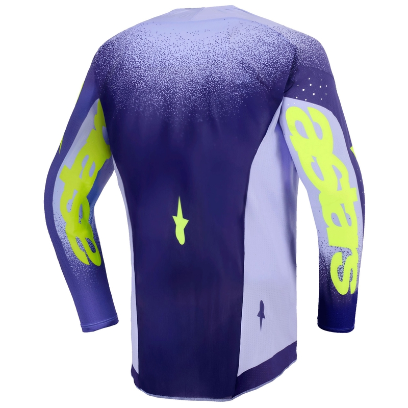 Camiseta de motocross Alpinestars Supertech Scenz para niños, color morado y amarillo fluorescente