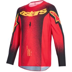 Camiseta de motocross infantil Alpinestars Supertech Scenz en rojo, negro y amarillo
