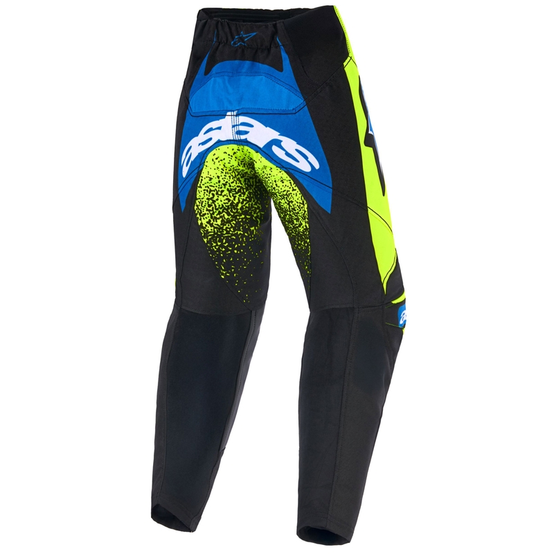 Pantalones de motocross para niños Alpinestars Racer Nomur Azul oscuro-Amarillo fluorescente-Negro