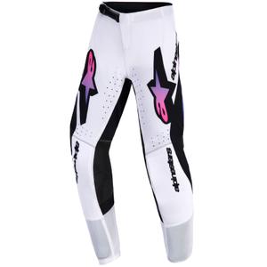 Pantalones de motocross Alpinestars Supertech Vista para niños (blanco, morado y negro)