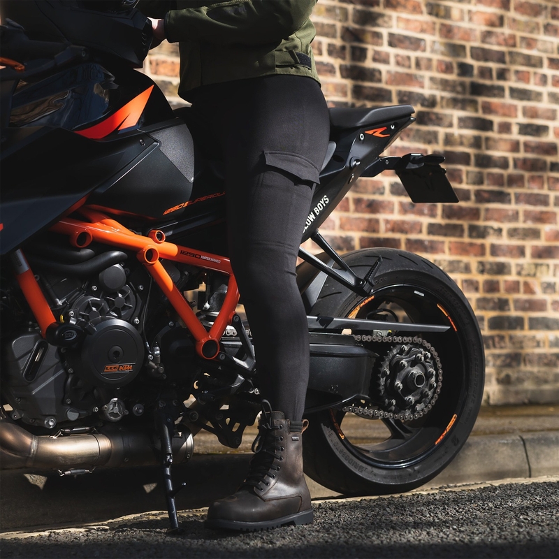 Leggings de moto para mujer con forro de aramida Oxford Super Cargo negros