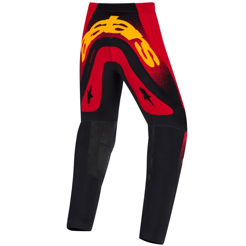 Pantalones de motocross para niños Alpinestars Supertech Scenz en rojo, negro y amarillo