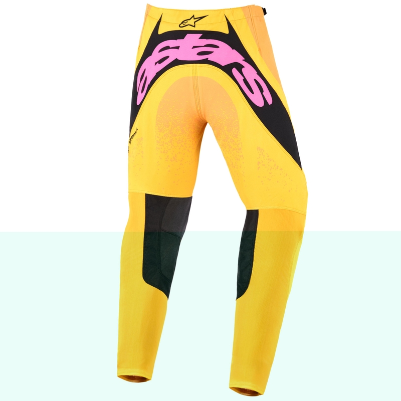 Pantalones de motocross para niños Alpinestars Techstar Nomur naranja-amarillo-rosa