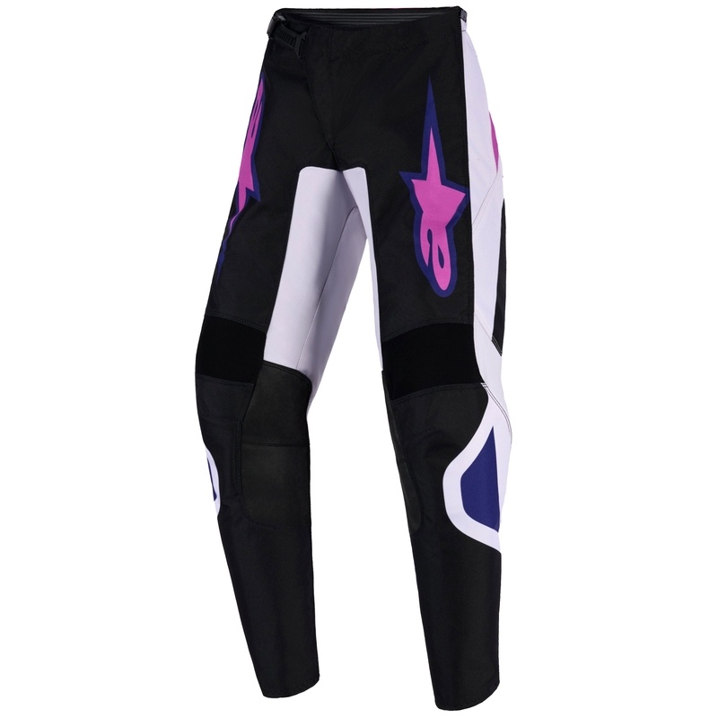 Pantalones de motocross Alpinestars Fluid Grid para niños (negro, gris claro y morado)