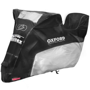 Funda para motocicleta Oxford Rainex con compartimento para equipaje, color negro y plateado