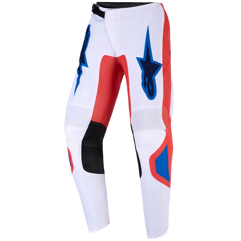 Pantalones de motocross Alpinestars Fluid Grid para niños, color naranja, azul y blanco