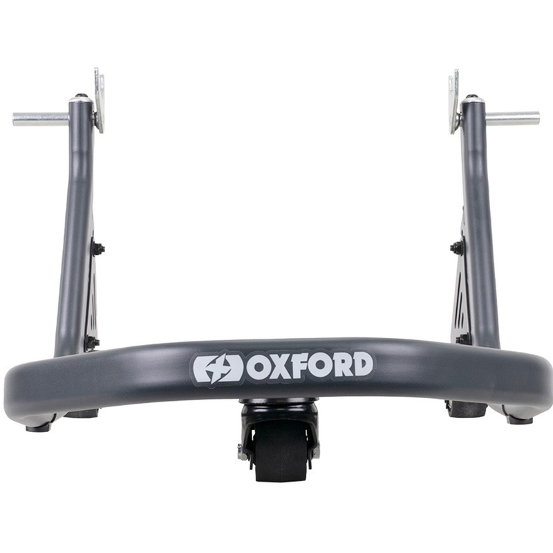 Caballete trasero basculante para motocicleta Oxford Zero-G con rueda adicional, negro