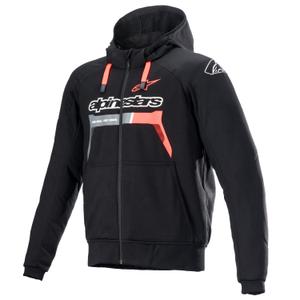 Sudadera con capucha Alpinestars Chrome Ignition en negro-rojo, gris fluorescente y blanco