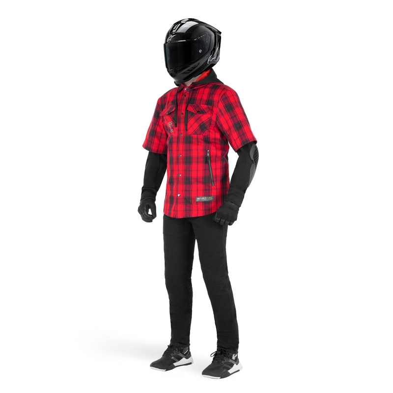 Camisa de moto Alpinestars MO.ST.EQ Tartan rojo-negro