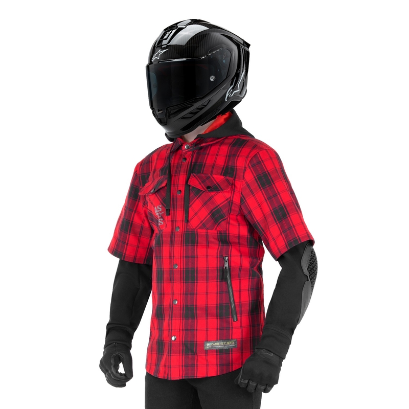 Camisa de moto Alpinestars MO.ST.EQ Tartan rojo-negro