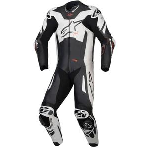 Mono de cuero de una pieza Alpinestars GP Plus V4 Sprint, compatible con Tech-air, negro, blanco y rojo fluorescente