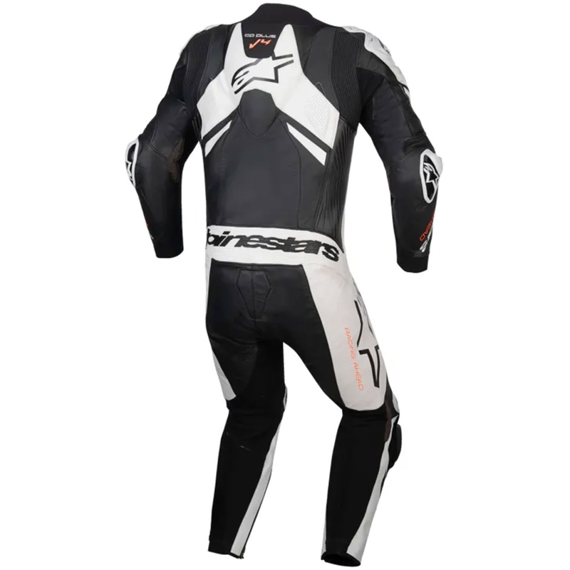 Mono de cuero de una pieza Alpinestars GP Plus V4 Sprint, compatible con Tech-air, negro, blanco y rojo fluorescente