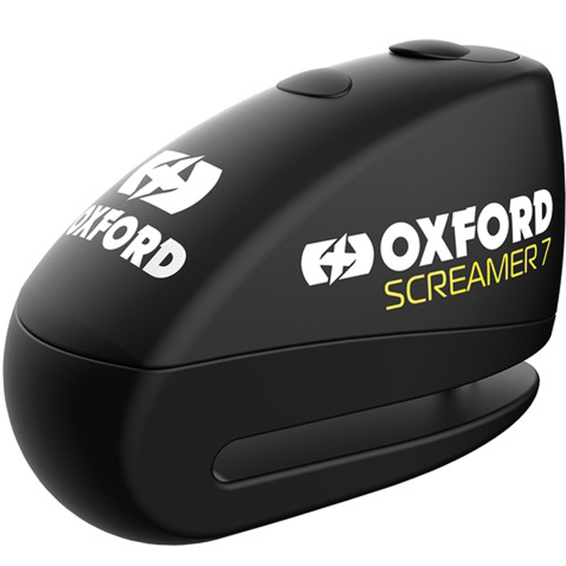 Candado para freno de disco Oxford Screamer 7 con alarma integrada, color negro-negro